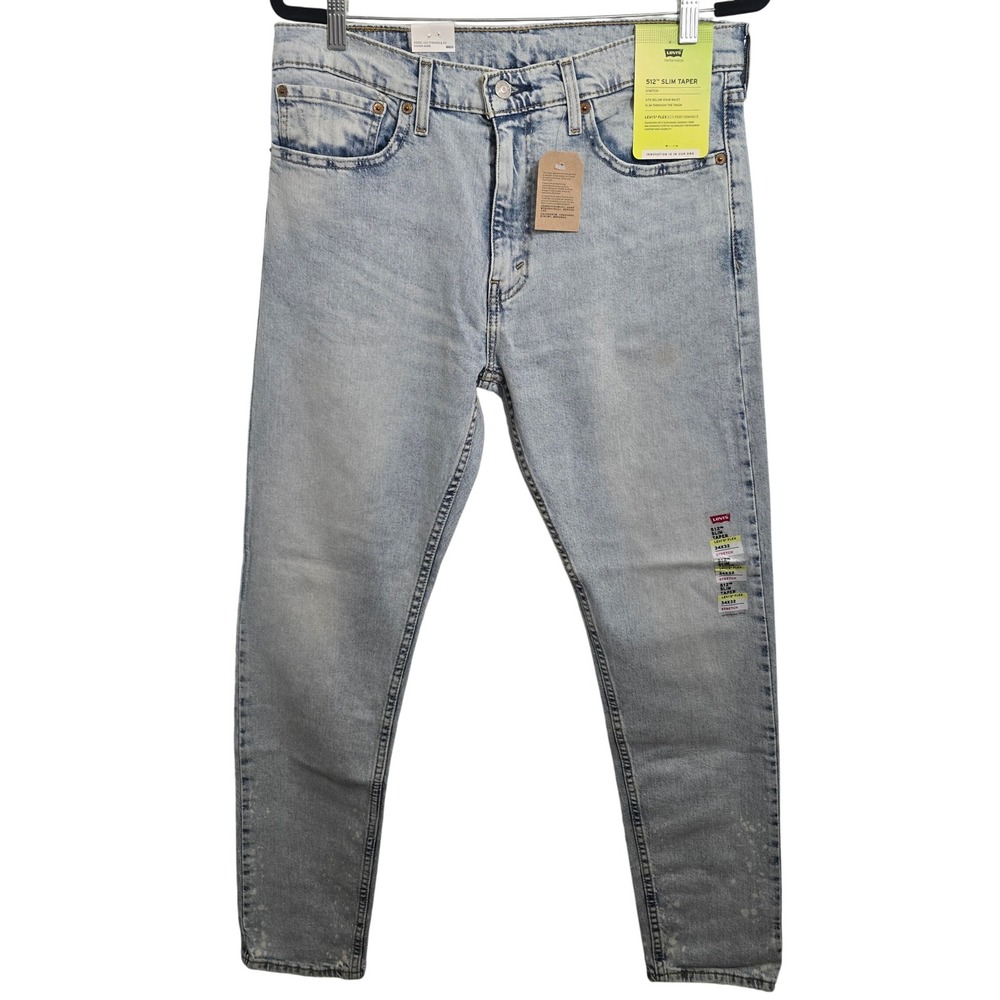 Levis 512 Slim Taper Mens Jeans 34x32 Light Wash Flex Eco Performance 28833-0930